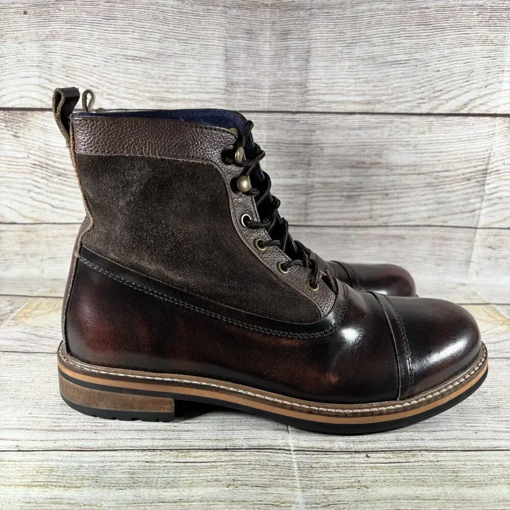 Ben Sherman Rafe Mens Size 7 Boots Leather Lace Up Brown
